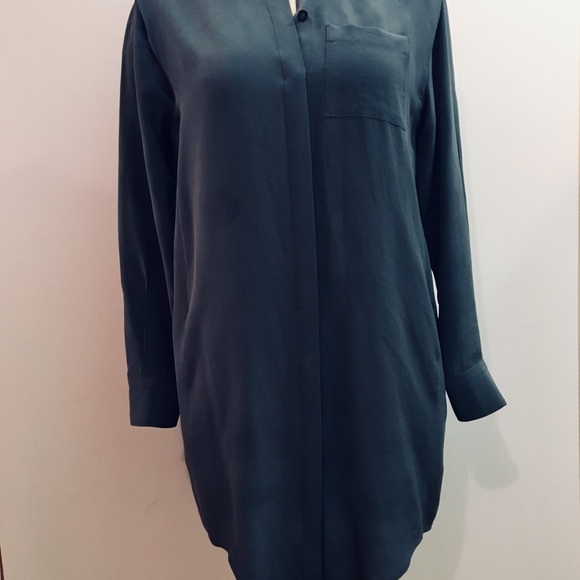 All Saints Madison Silk Shirt Dress Sz 4, Slate - Picture 2 of 8